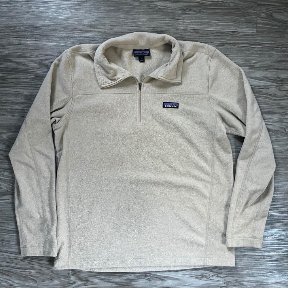 Patagonia Mens Micro D Quarter Zip Fleece Pullover Oatmeal Tan 26176 FA23 M